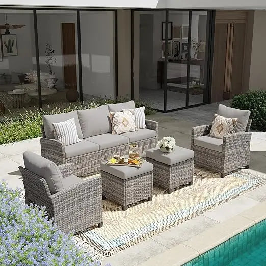 Patio Furniture Set,Outdoor Sectional Sofa Set PE Wicker Patio Conversation Set