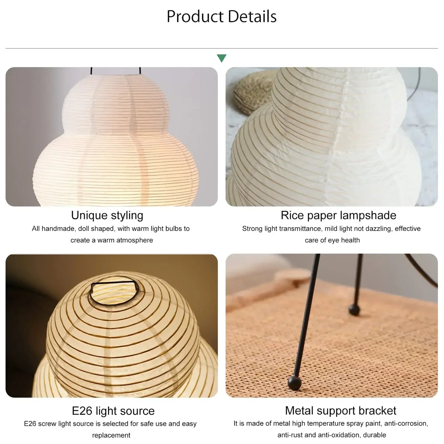 Japanese Noguchi Rice Paper Suitable for Bedroom Atmosphere Lamp Living Room Decoration Lighting