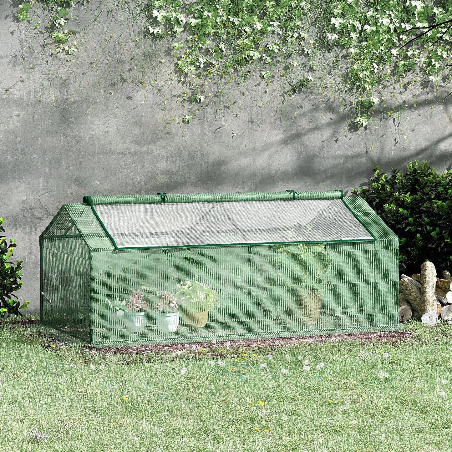Mini Greenhouse Portable Hot House W/ Windows Outdoor Indoor, 71"X36"X28" Green