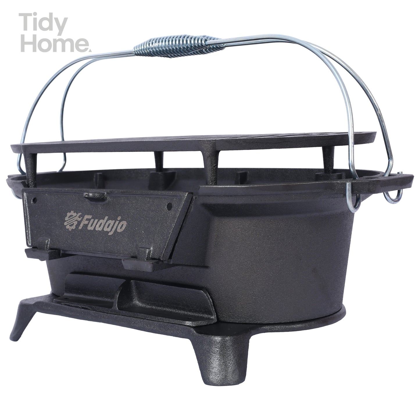 Oval Cast Iron Grill Outdoor, Portable Charcoal Grill and Tabletop Cast Iron Skillet ,Durable,Small Charcoal Grill,Camping Stove