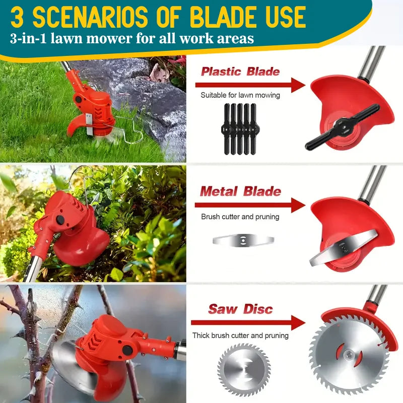 gardening tools cordless lawn mowers riding weed trimmer weed eater, suitable for courtyards and gardens