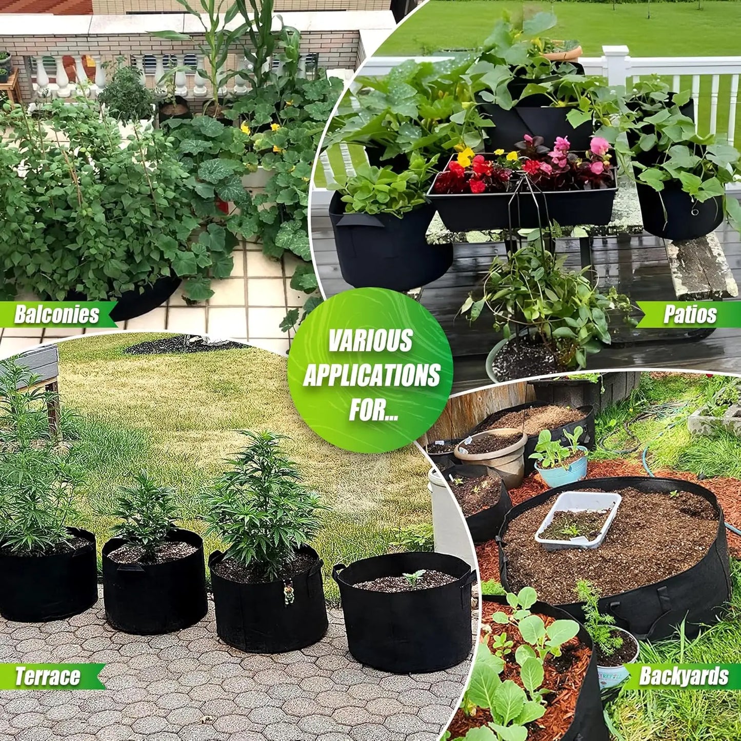 Plant Grow Bags with Handle for Growing Vegetables, Potato, Flowers