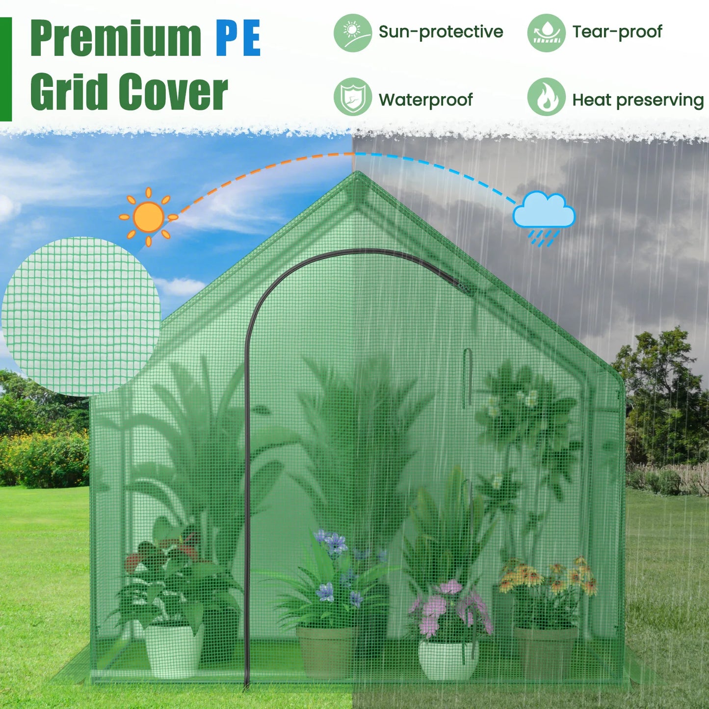 6 x 3 x 5.5FT  w/PE Cover PE-Coated Metal Frame