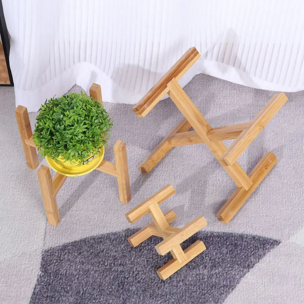 Floor-Standing Wood Flowerpot Holder