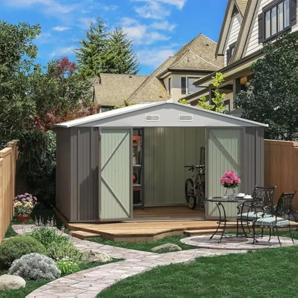 5×3FT Outdoor Storage Shed, Metal Patio Storaged Shed with Lockable Doors, Sheds & Outdoor Storages for Bike, Pool and Garden