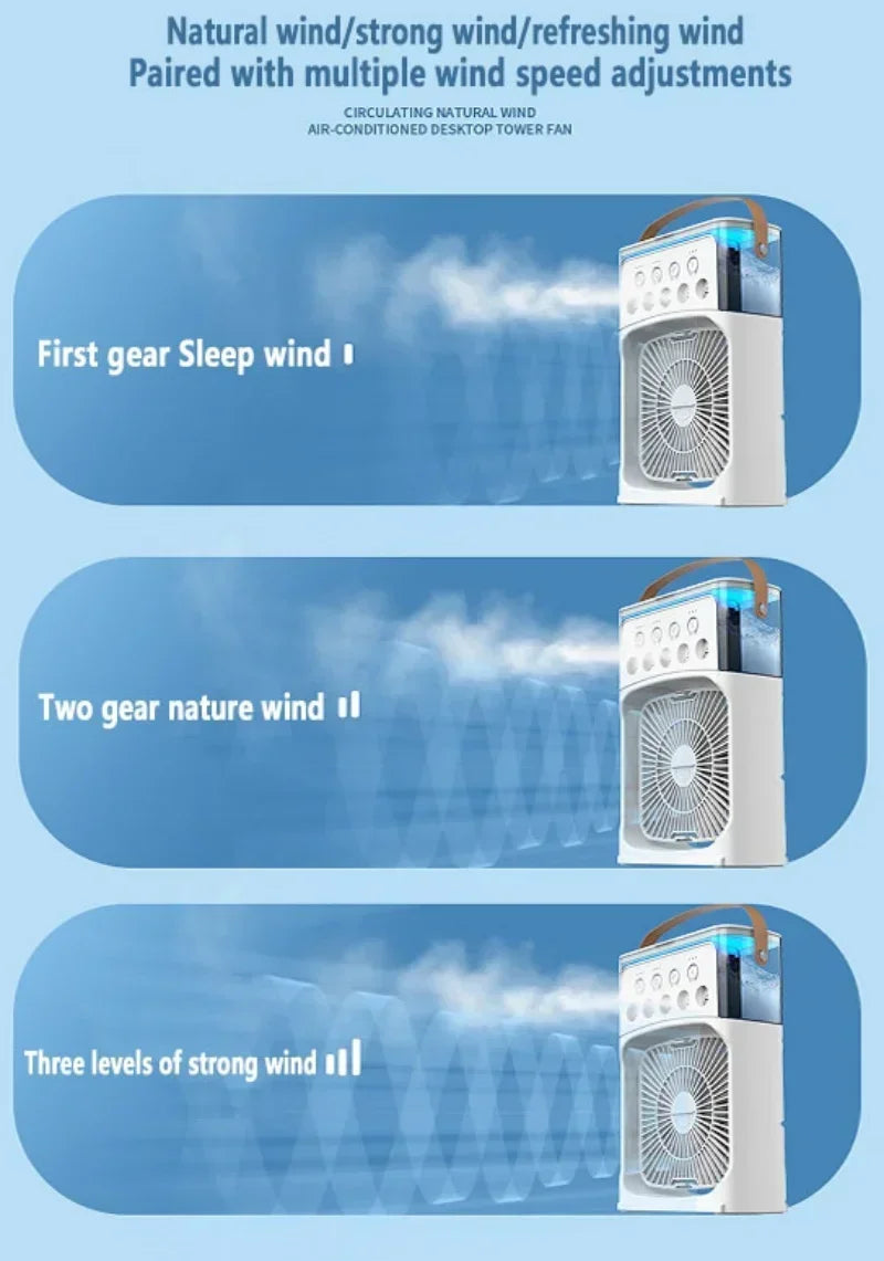3 In 1 Fan AIr Conditioner Household Small Air Cooler LED Night Light Portable Humidifier Air Adjustment Fan