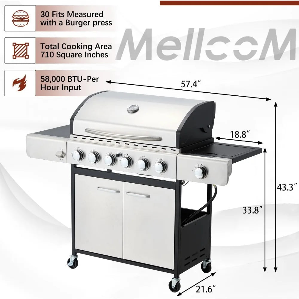 Grill 6 Burner BBQ Propane Gas Grill