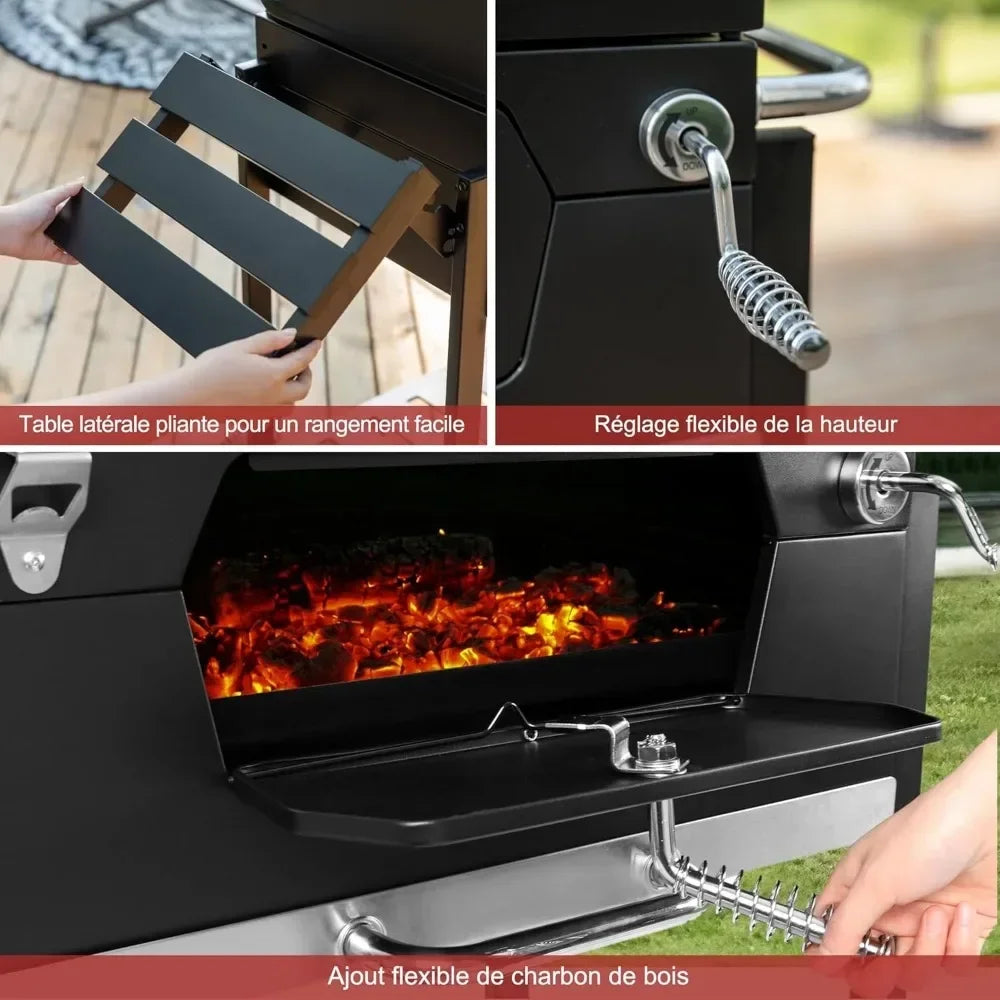 24-Inch Charcoal Grill with Foldable Side Table