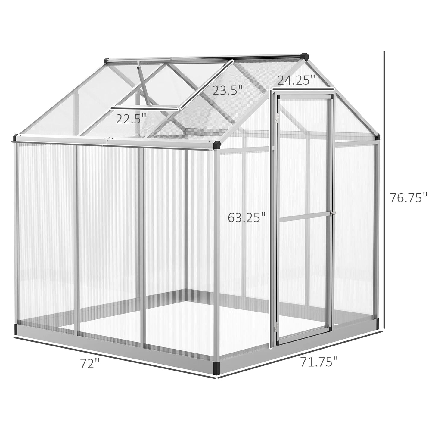 6' L X 6' W Stable Outdoor Walk-In Cold Frame Garden Greenhouse