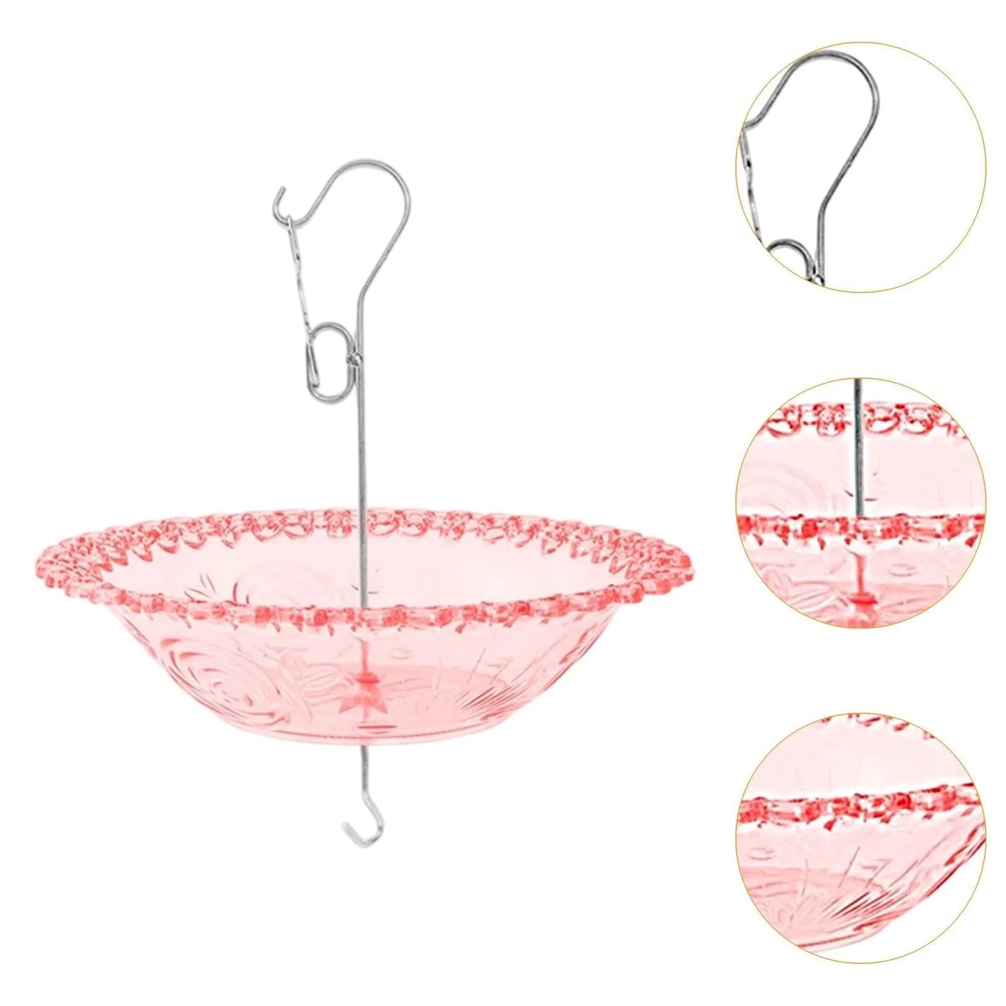 Hanging Bird Bathtub Feeder Transparent  Drinking Bowl with Hook and Chain