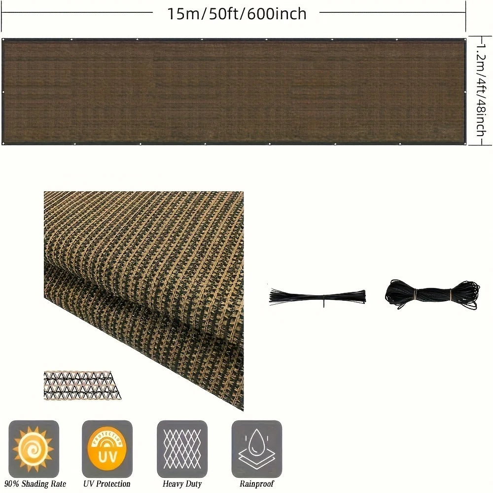 4' x 50' fenced privacy screen, Outdoor Backyard sunshade windscreen, Privacy fence screen, outdoor windscreen covered privacy