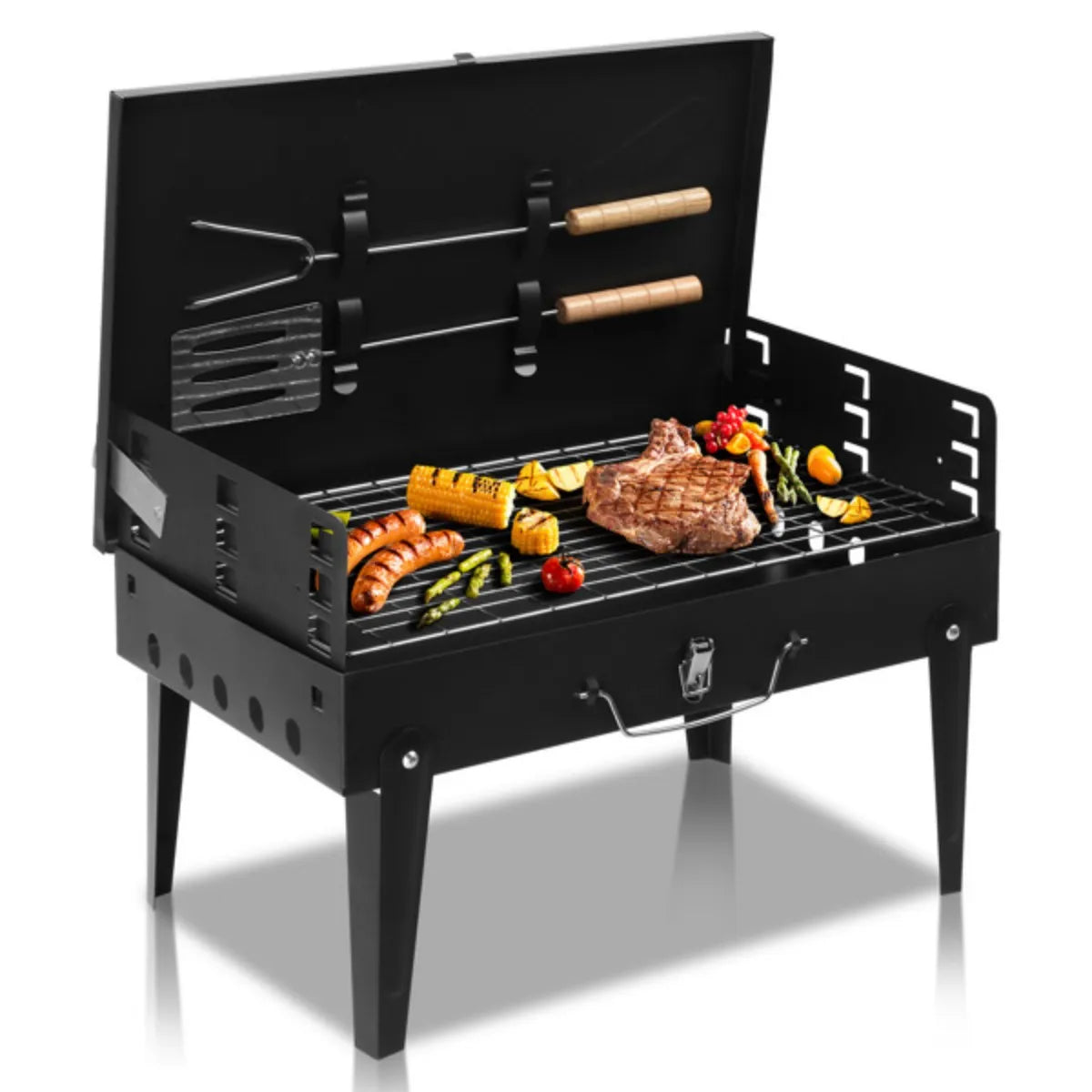 Folding Portable Barbecue Charcoal Grill Stainless Steel