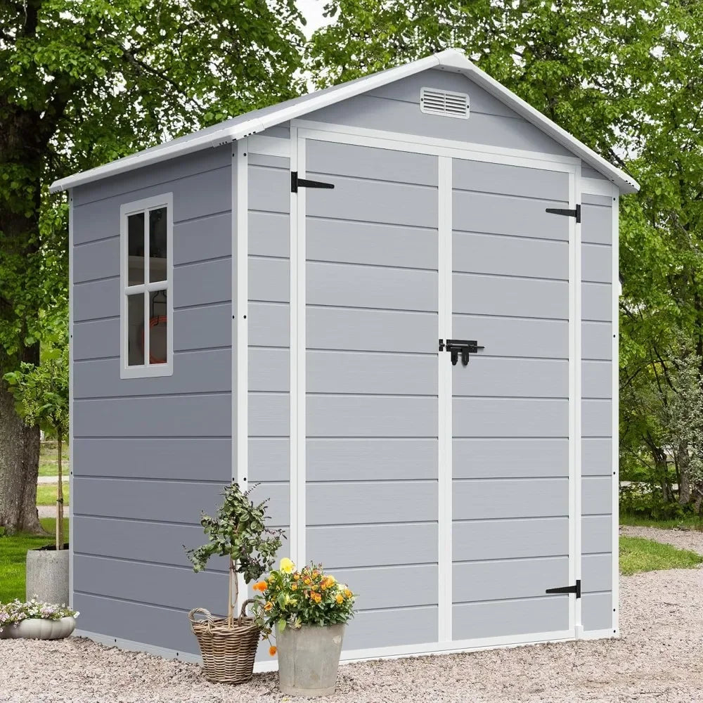 6 x 4 FT Resin Shed with Floor and Lockable Door