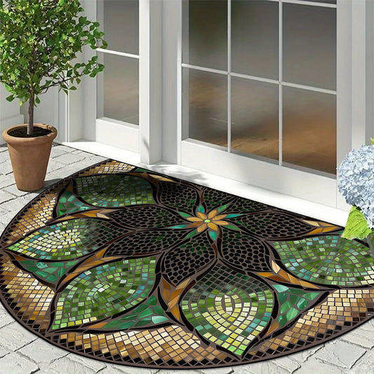 Entrance Carpet Dirt-resistant Wear-resistant Door Rug Semicircular Imitation Marble Texture