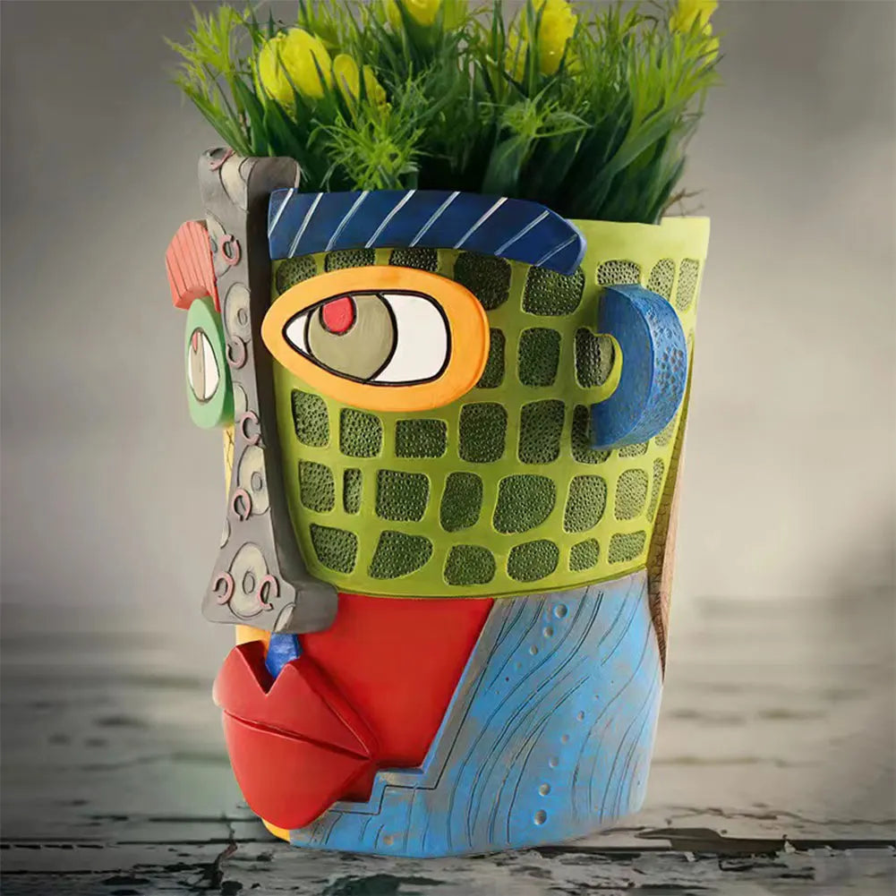 Resin Abstract Beauty Face Flower Pot  l Face Abstract Planter for Outdoor Garden Deco