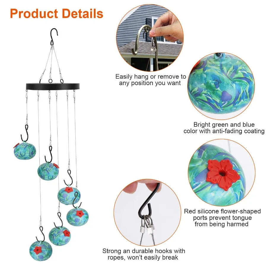 Wind Chimes Humming Bird Feeder Ant and Bee Proof Outdoor