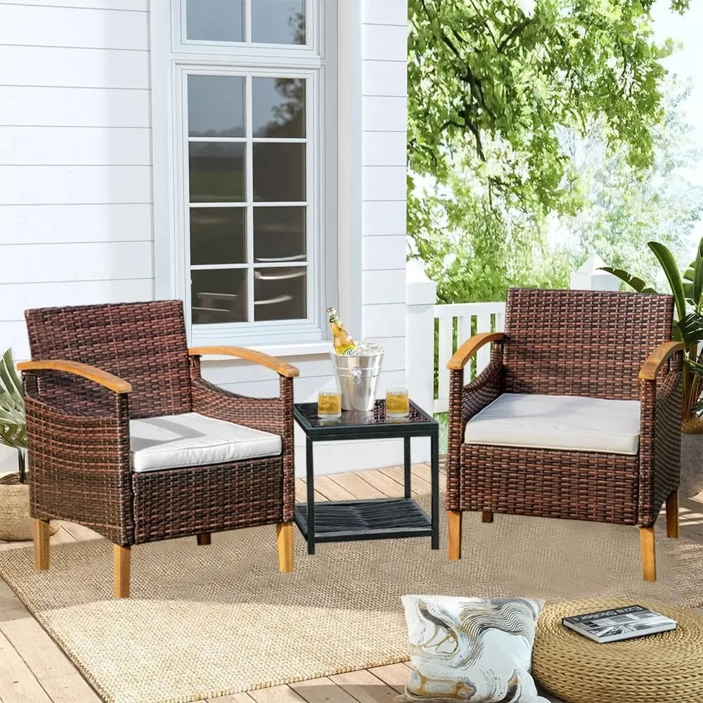 Wicker Courtyard Furniture Set with Table