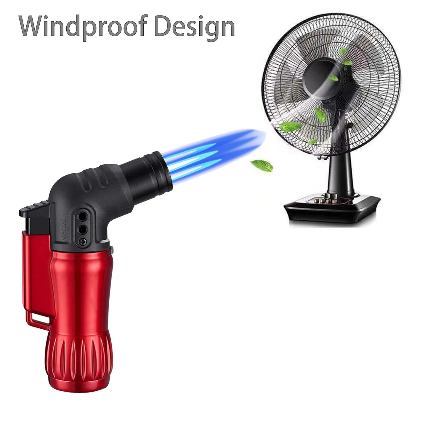 2pcs/Set Triple Jet Flame Torch Lighter Bend Head Design Refillable Butane Gas,