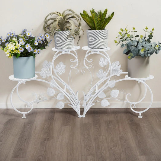 1 Pair of Tall Metal Plant Stands, Elegant Iron Flower Pot Holder Rack for Garden, Patio, Balcony, Living Room Art Display Shelf