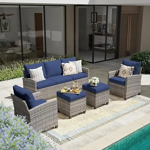 Patio Furniture Set,Outdoor Sectional Sofa Set PE  Wicker Patio Conversation Set