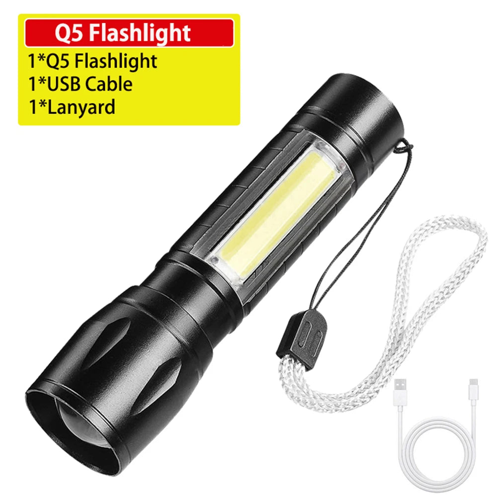 Rechargeable LED Flashlight Zoom High Power