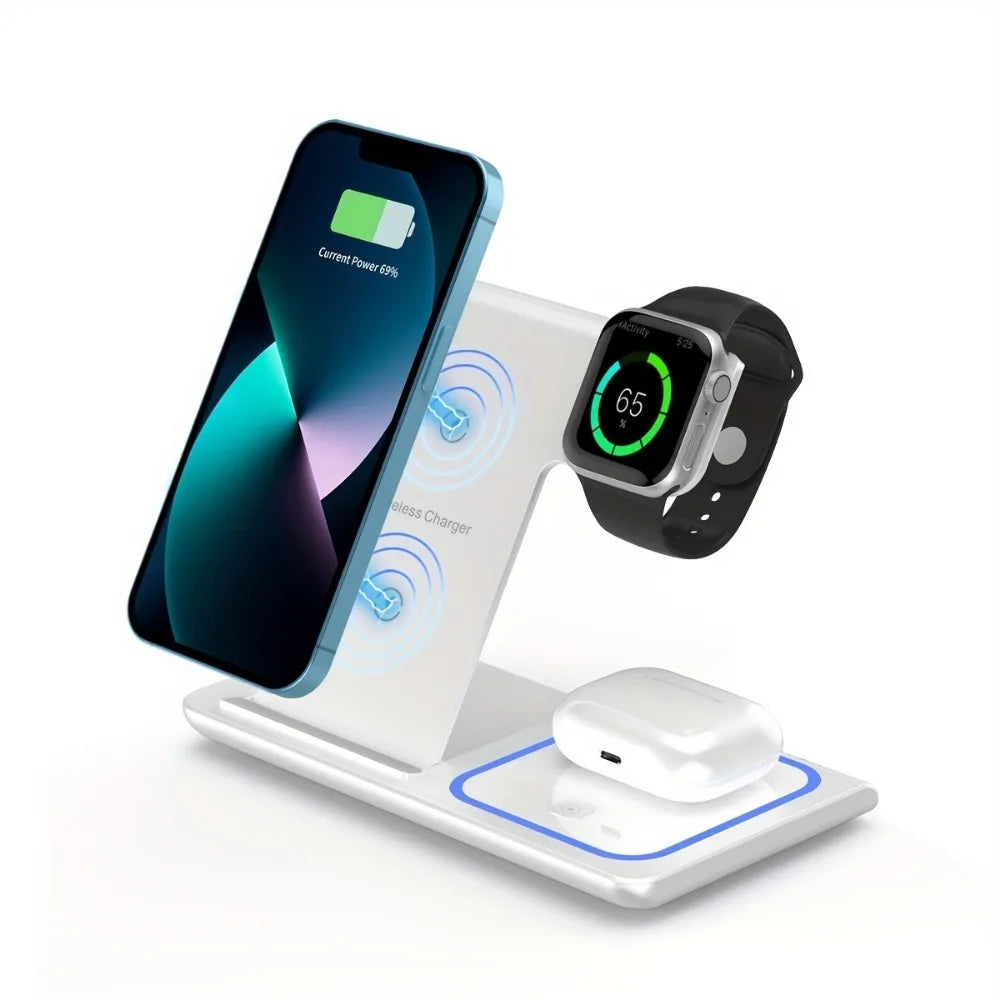 30W LED Fast  3 in 1 Foldable Charging Station For iPhone 15 14 13 12 11 Apple Watch 9 8 7 6 5 AirpodsX455