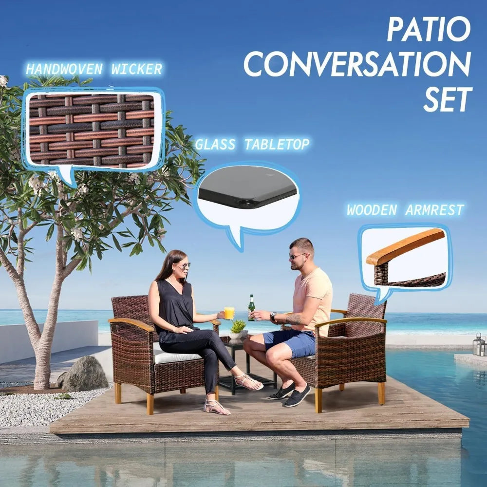 Wicker Courtyard Furniture Set with Table