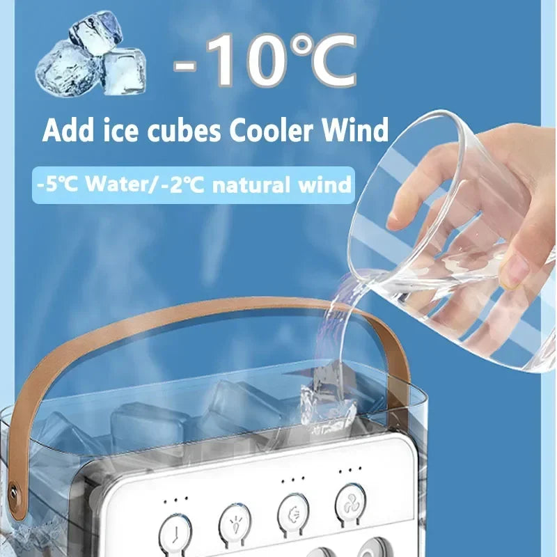 3 In 1 Fan AIr Conditioner Household Small Air Cooler LED Night Light Portable Humidifier Air Adjustment Fan