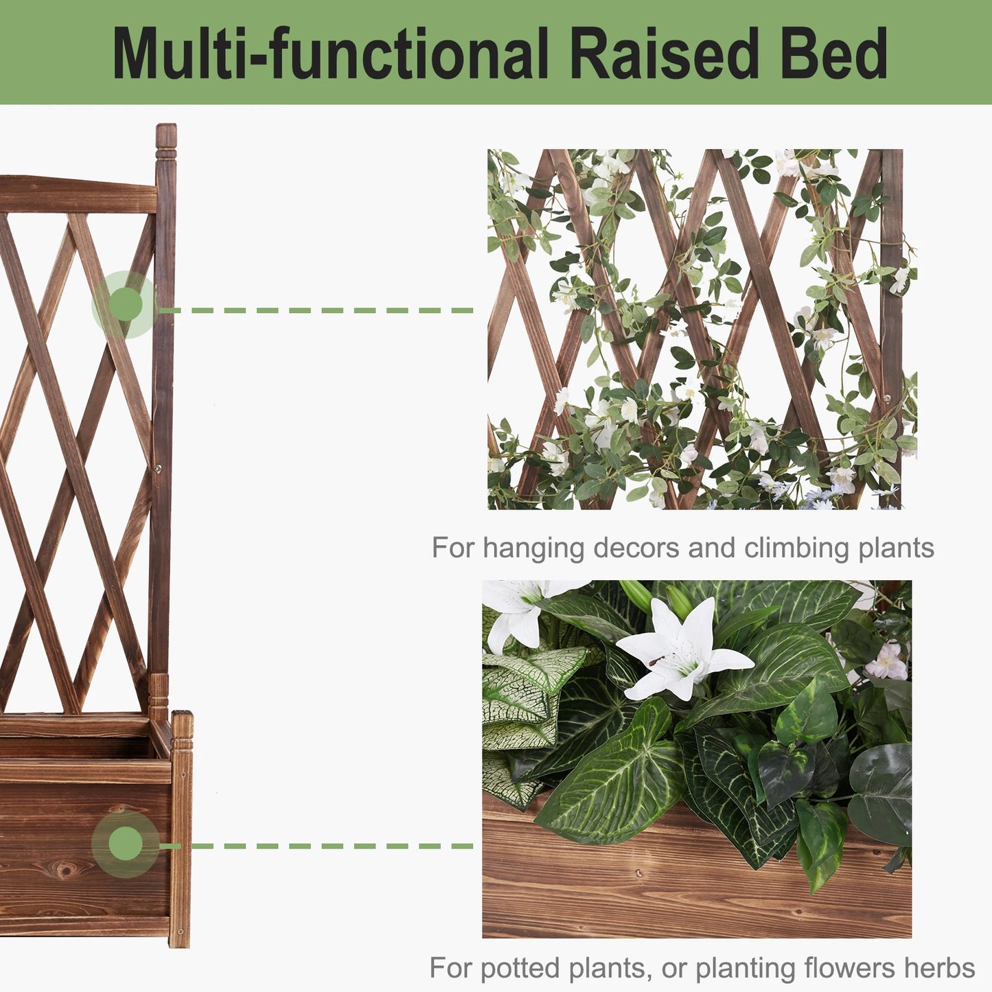 Vegetable Grow Bed Support Patio Lattice for Outdoor Indoor