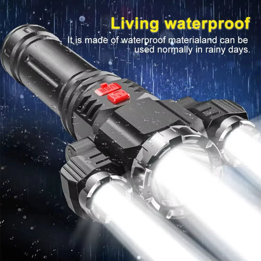 3LED Strong Waterproof Flashlight, Portable Camping Bike Light,