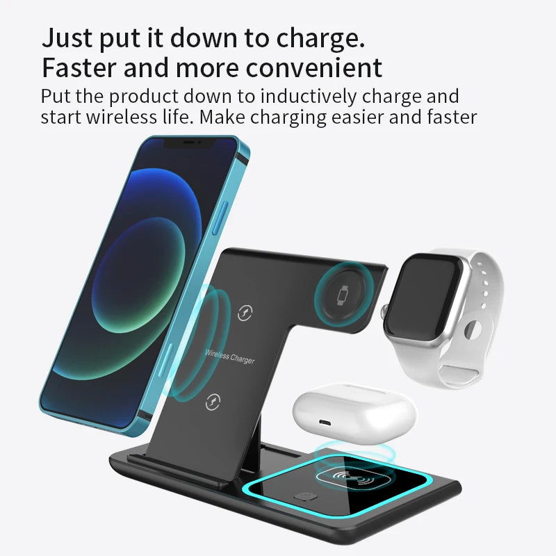 30W LED Fast  3 in 1 Foldable Charging Station For iPhone 15 14 13 12 11 Apple Watch 9 8 7 6 5 AirpodsX455