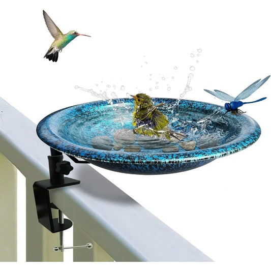 Deck Mounted Bird Bath  Detachable  Bowl with Sturdy Clamp,Easy Setup Outdoor Bird Feeder for Garden Patio