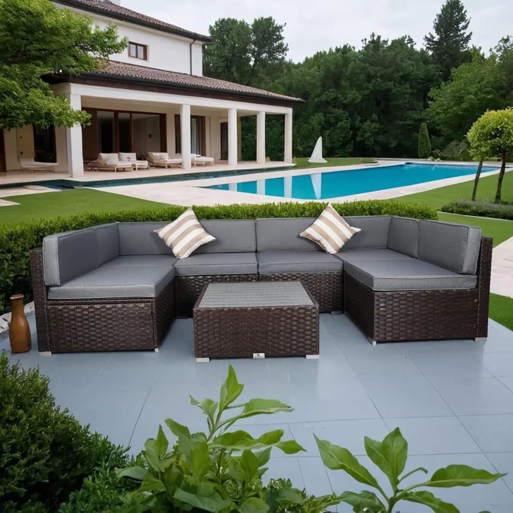 7 Piece Outdoor Patio Furniture Sets with Cushions