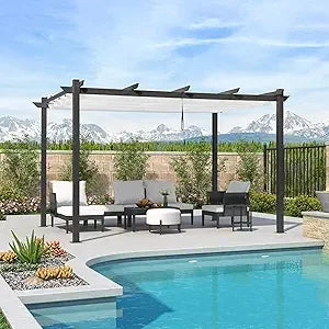 White Heavy-Duty  Patio Metal with Double Sun Shade Canopy for Gardens