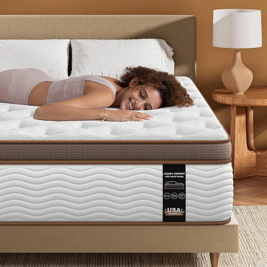 Mattress 14 Inch - Premium Hybrid Mattress with Advanced Pocket Spring Technology - Optimal Spinal Support - Pain Relief