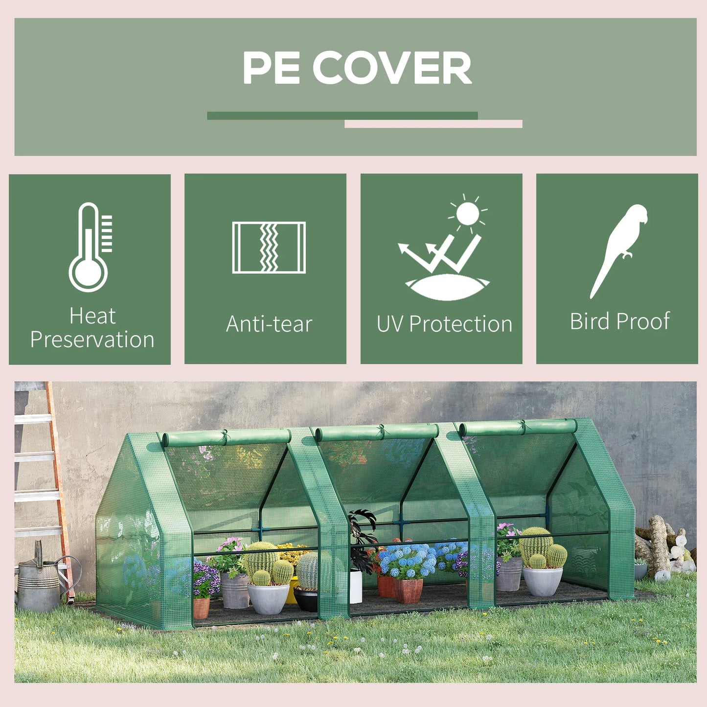 9'X3'X3' Greenhouse Gardening Flower Plants Yard Mini Hot Green House Tunnel