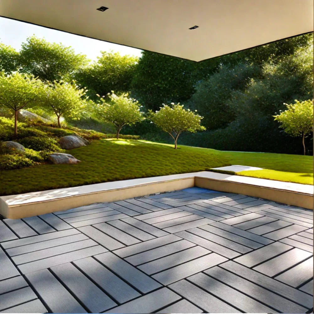 54 Pack Interlocking Plastic Deck Tiles - 12"x12" Square - Waterproof Outdoor - Poolside Balcony Backyard Decking Tiles