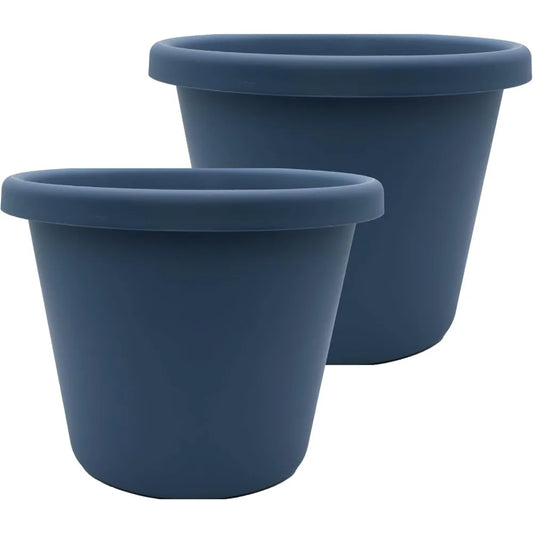 The Classic Round Plastic Plant Pot w/Rolled Rim - Lightweight & UV Resistant Flower Pot for Herbs & More - Outdoor