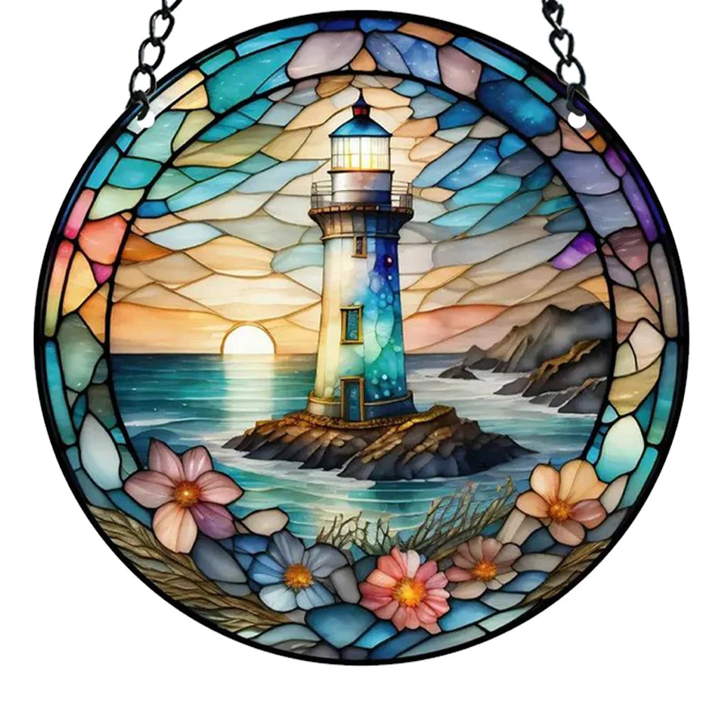 Suncatcher Home Decoration Panel with Chain and Hook Acrylic Abstract Orchid Waterproof for Garden Corridors