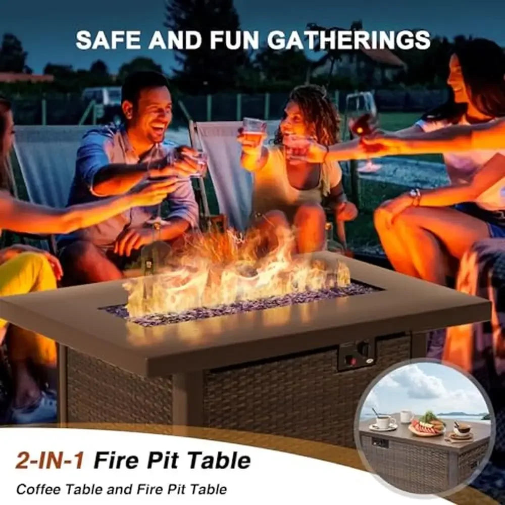 Outdoor Sectional Patio Furniture Set with Fire Pit Table