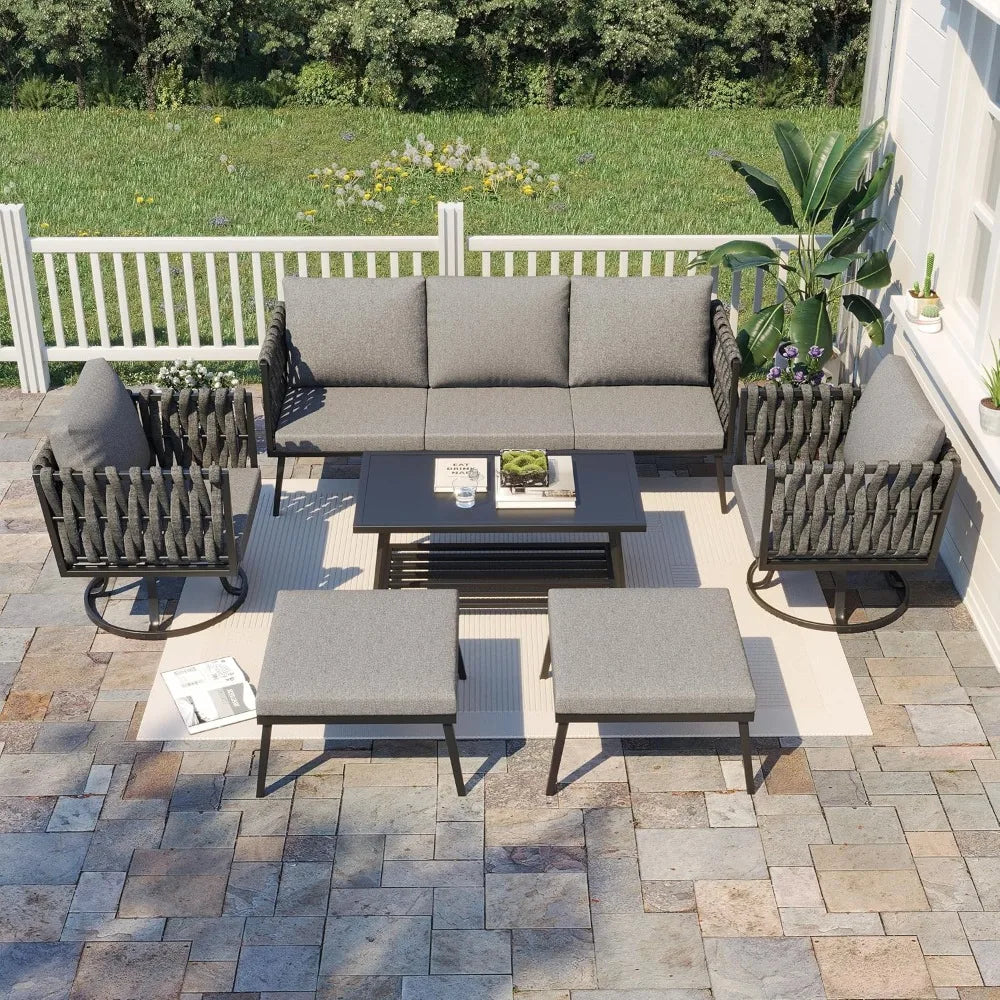 6 Pieces Metal Patio Furniture Set