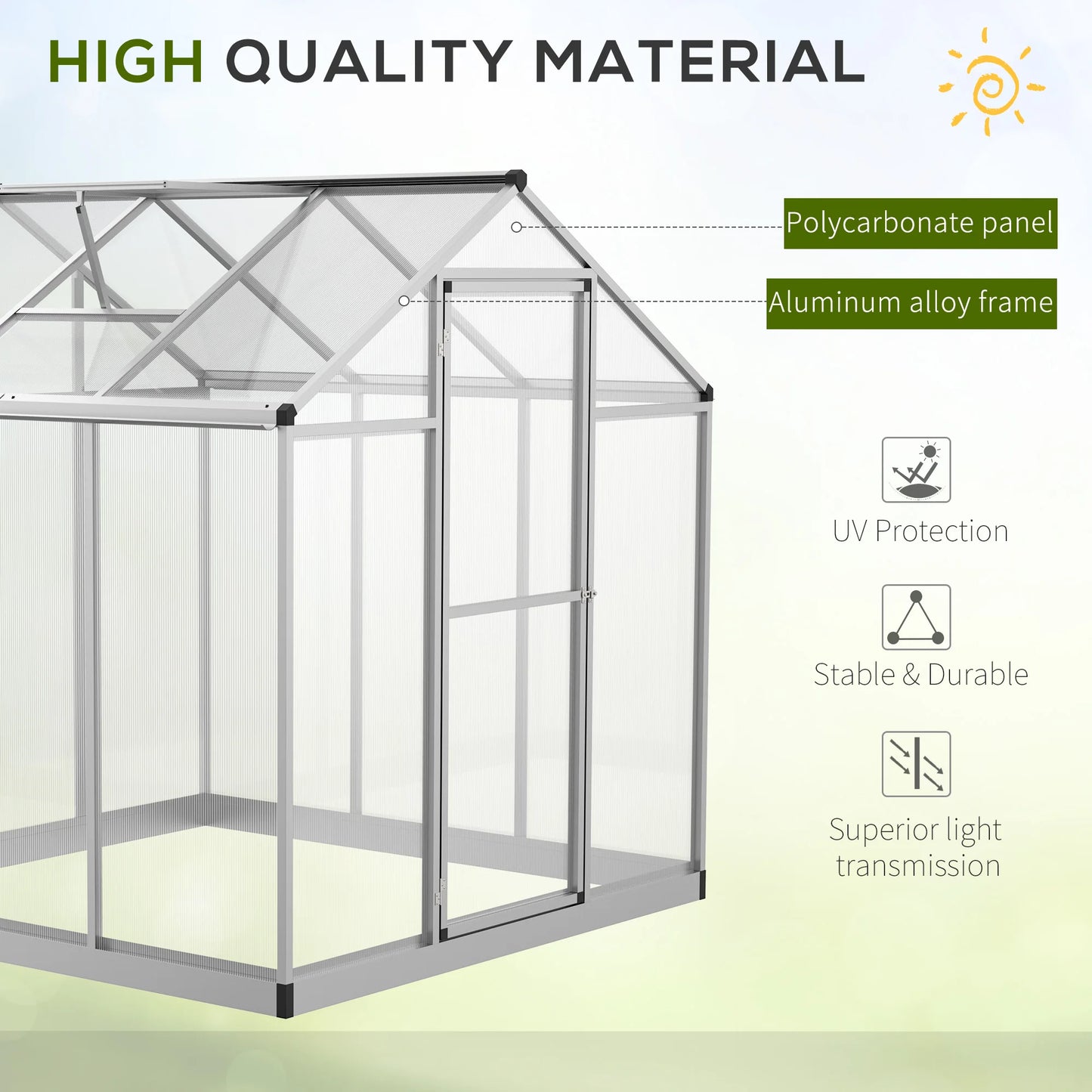 6' L X 6' W Stable Outdoor Walk-In Cold Frame Garden Greenhouse