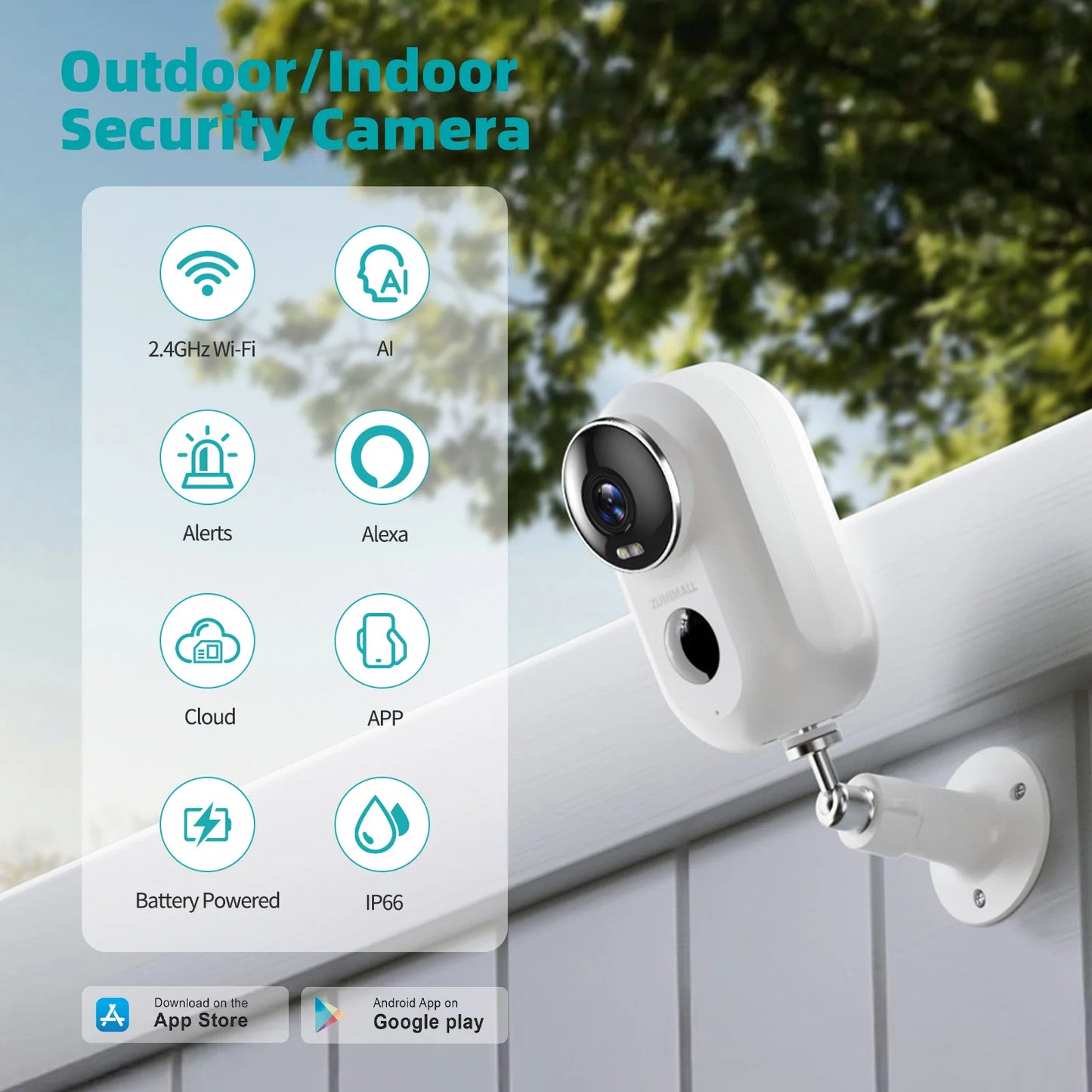 F5 Security Cameras Wireless Outdoor with Magnetic Mount, Battery Powered, 2.4G WiFi ,3MP Color Night Vision
