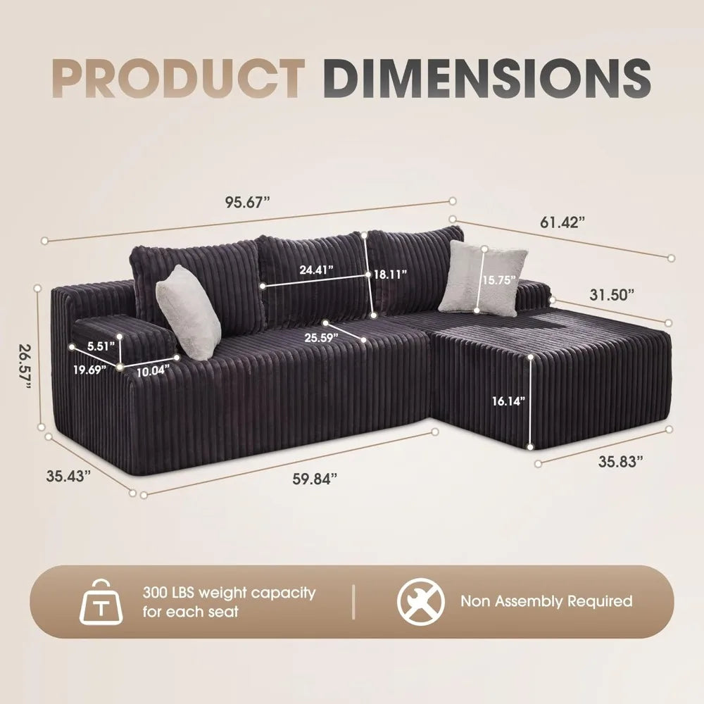 Modular  3 Seat Modular Sofa Memory Foam Sectional Couches for Living Room,
