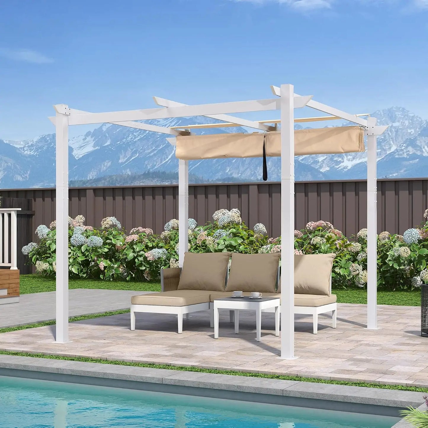 White Heavy-Duty  Patio Metal with Double Sun Shade Canopy for Gardens