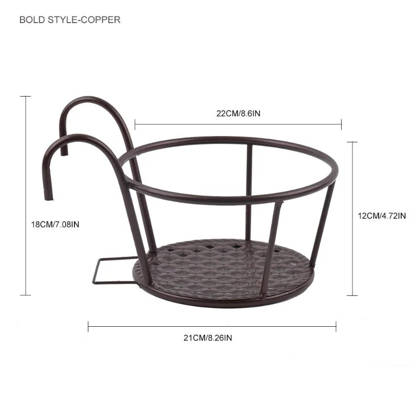 1PC  Balcony Hanging Round Racks Railing Fence Outdoor Window Bonsai Stand Decoration