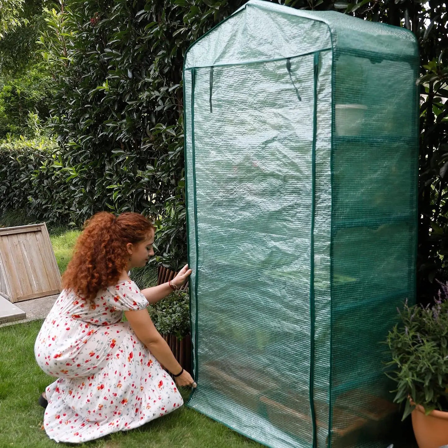 Garden 50% Extra Wide Mini Greenhouse 4 Tier Portable Plant Green House 40inWide -SturdyGardening Shelveswith PECover & Roll-Up