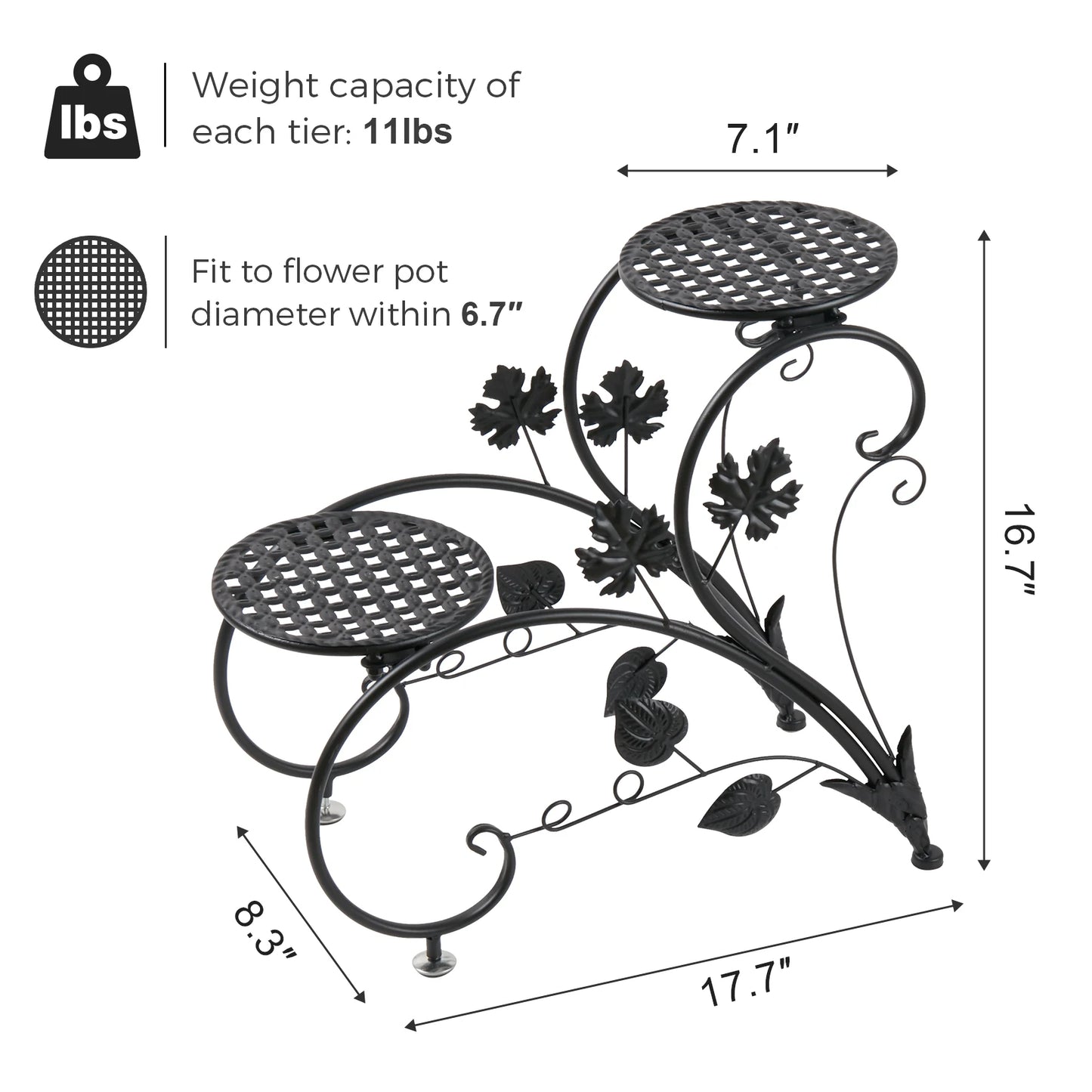 1 Pair of Tall Metal Plant Stands, Elegant Iron Flower Pot Holder Rack for Garden, Patio, Balcony, Living Room Art Display Shelf