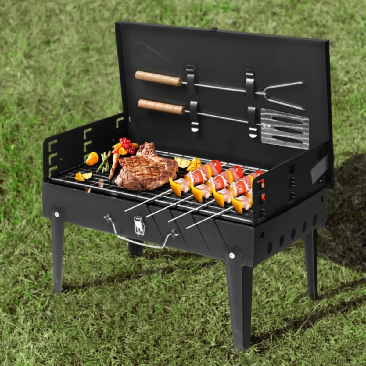 Folding Portable Barbecue Charcoal Grill Stainless Steel