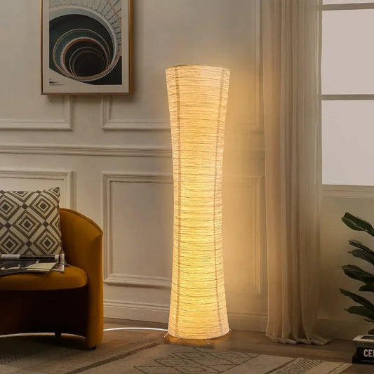 Japanese Wabi Sabi Floor Lamps Paper Lampshade Adjustable Timing Cylindrical Corner Teahouse Homestay Bedroom Office Living Room
